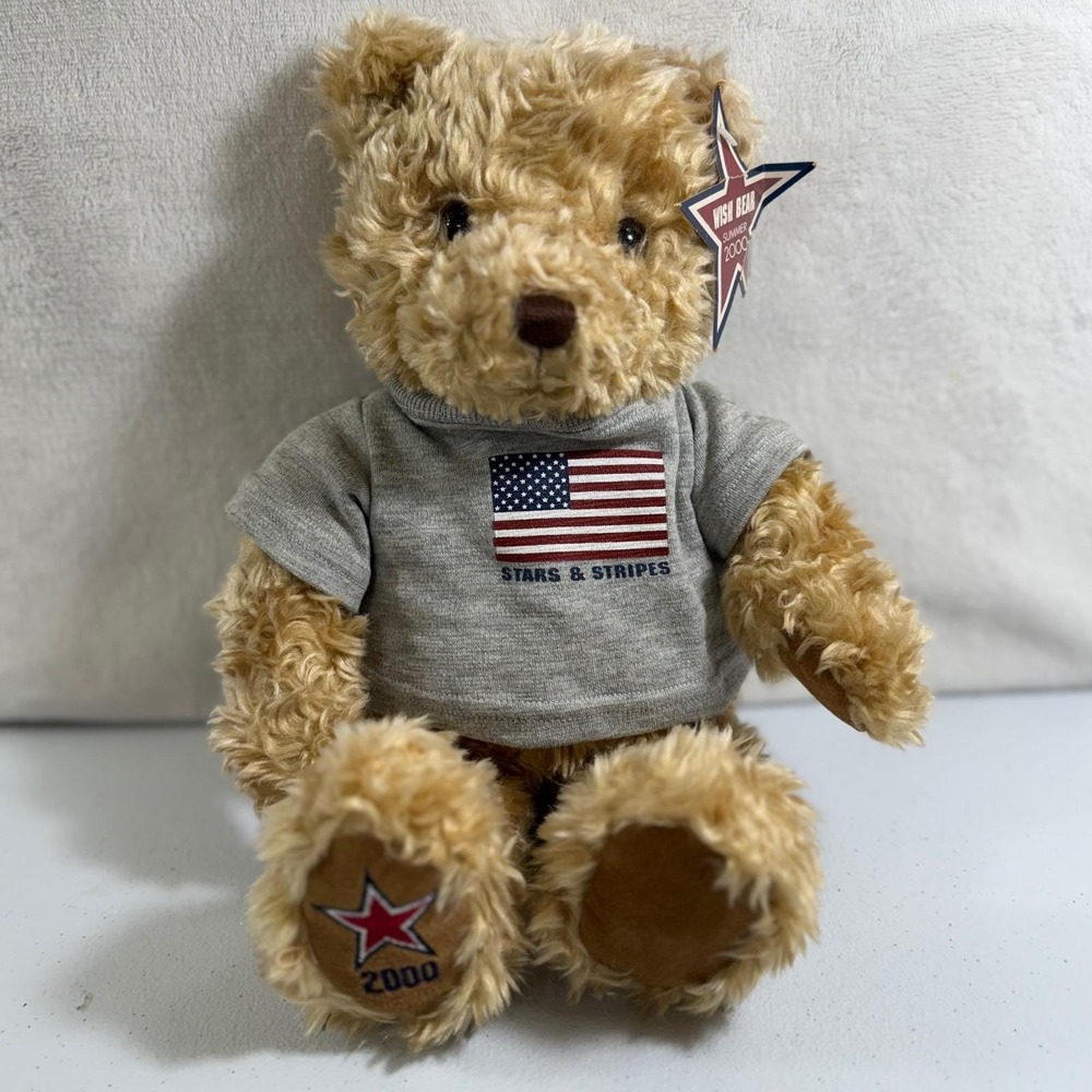 Y2K 2000 GUND Star Stripes Limited Edition WISH Bear American Flag Patriotic USA